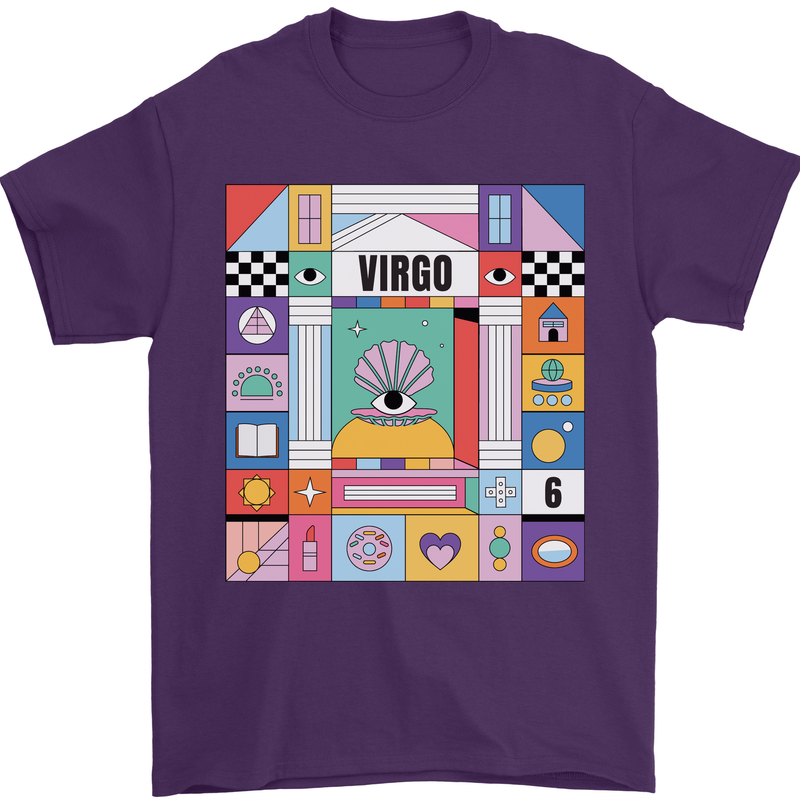 A Vibrant Virgo Star Sign Zodiac Mens T-Shirt 100% Cotton Purple