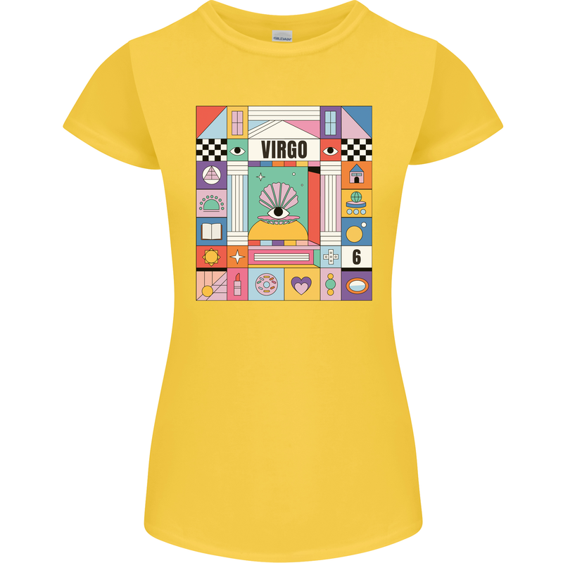 A Vibrant Virgo Star Sign Zodiac Womens Petite Cut T-Shirt Yellow