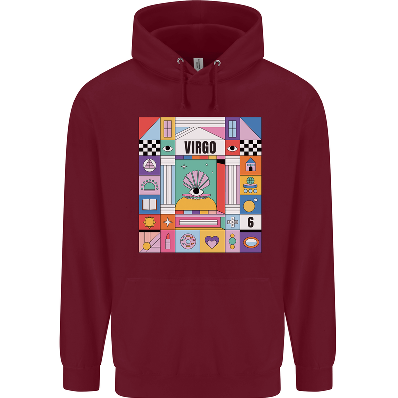 A Vibrant Virgo Zodiac Star Sign Childrens Kids Hoodie Maroon