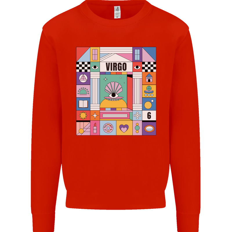 A Vibrant Virgo Zodiac Star Sign Kids Sweatshirt Jumper Bright Red