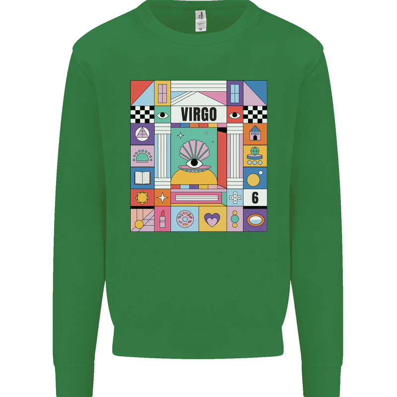 A Vibrant Virgo Zodiac Star Sign Kids Sweatshirt Jumper Irish Green