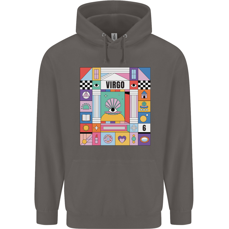 A Vibrant Virgo Zodiac Star Sign Mens 80% Cotton Hoodie Charcoal