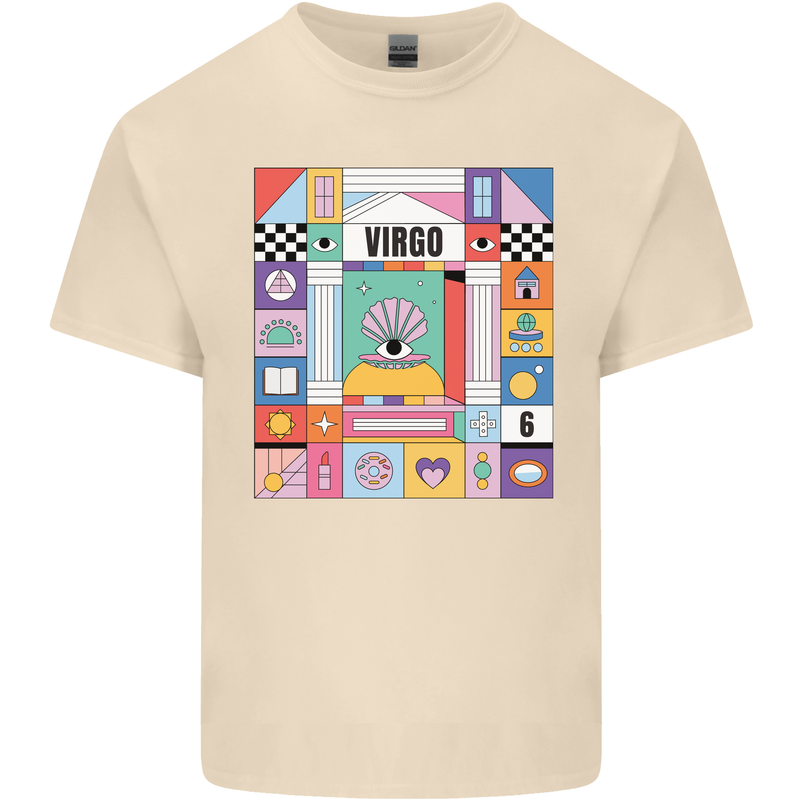 A Vibrant Virgo Zodiac Star Sign Mens Cotton T-Shirt Tee Top Natural