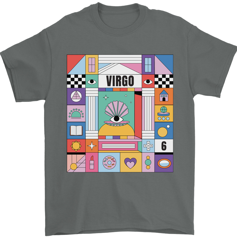 A Vibrant Virgo Zodiac Star Sign Mens T-Shirt 100% Cotton Charcoal