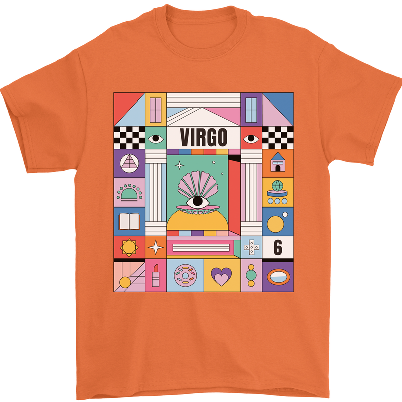 A Vibrant Virgo Zodiac Star Sign Mens T-Shirt 100% Cotton Orange