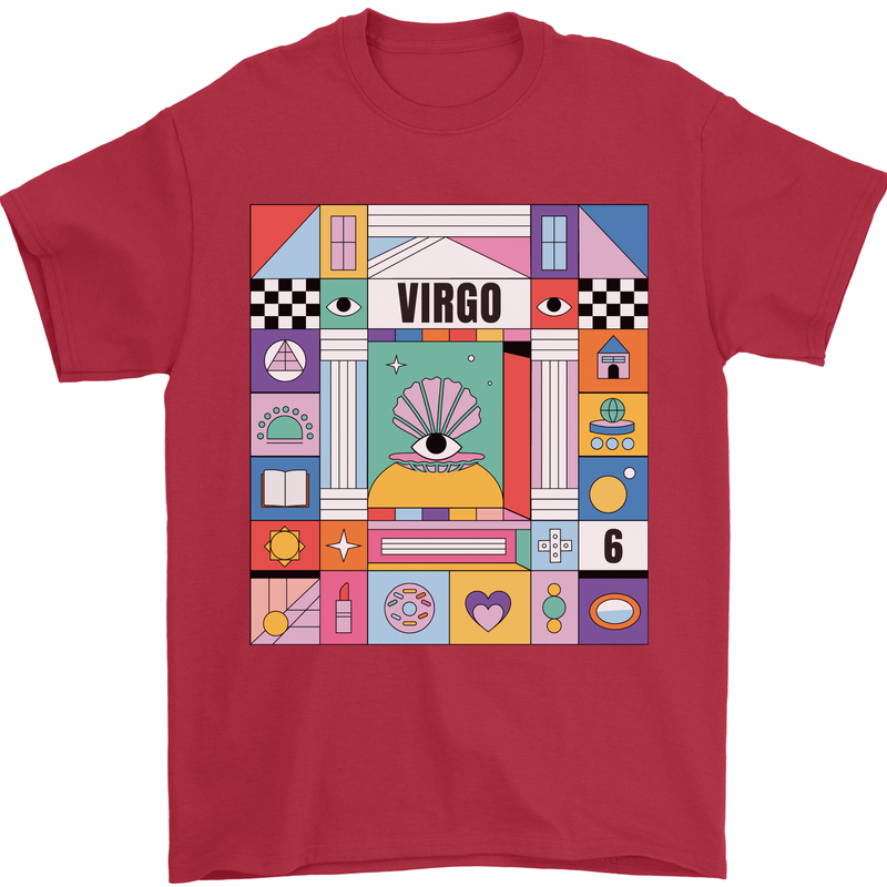 A Vibrant Virgo Zodiac Star Sign Mens T-Shirt 100% Cotton Red