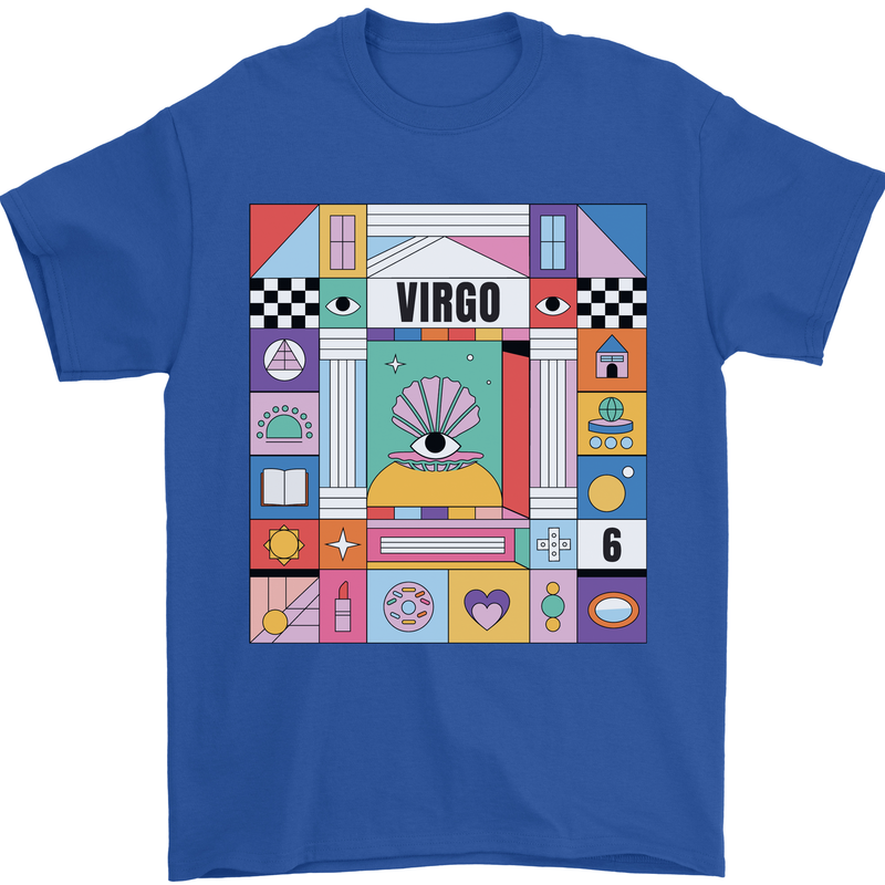 A Vibrant Virgo Zodiac Star Sign Mens T-Shirt 100% Cotton Royal Blue