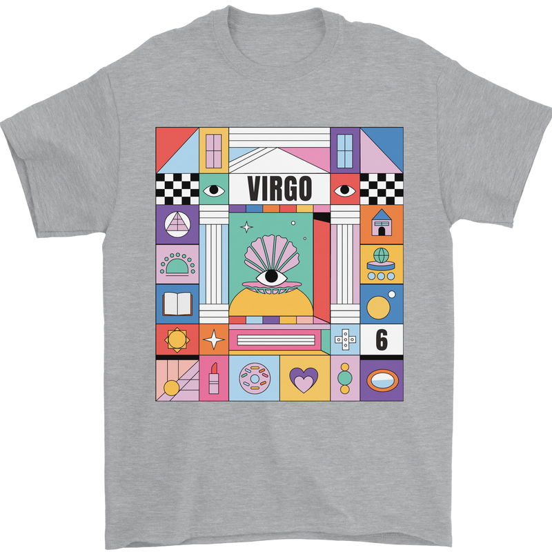 A Vibrant Virgo Zodiac Star Sign Mens T-Shirt 100% Cotton Sports Grey