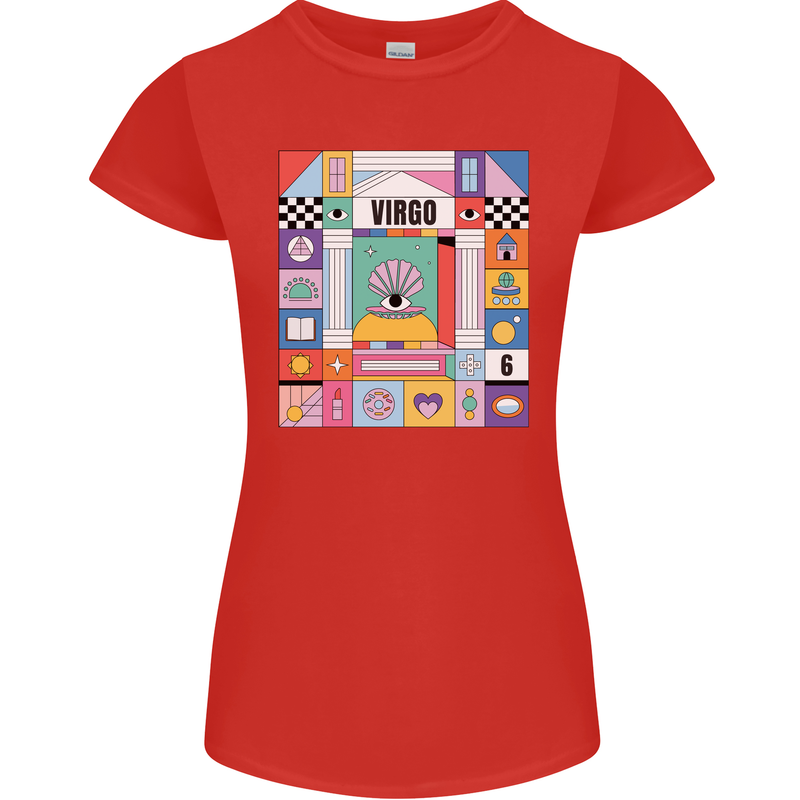 A Vibrant Virgo Zodiac Star Sign Womens Petite Cut T-Shirt Red