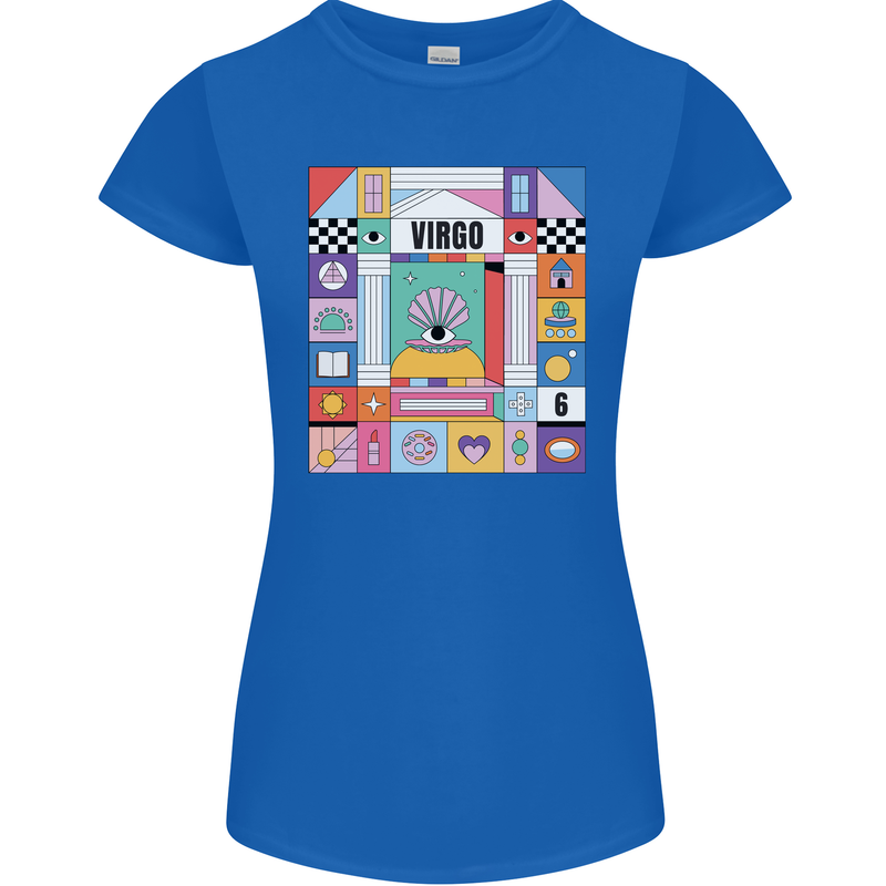 A Vibrant Virgo Zodiac Star Sign Womens Petite Cut T-Shirt Royal Blue