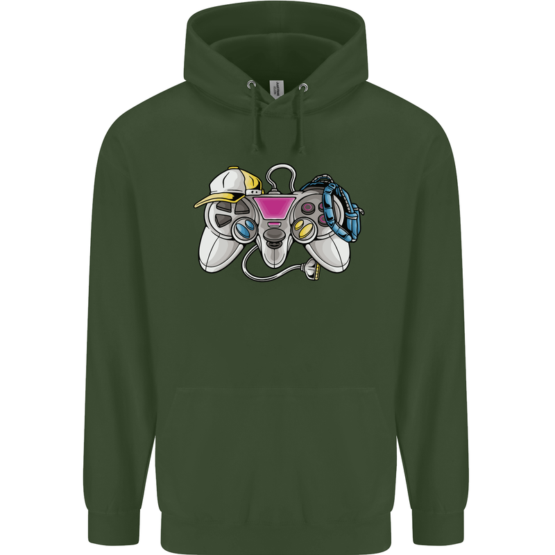 A Video Game Console Controller Childrens Kids Hoodie Forest Green