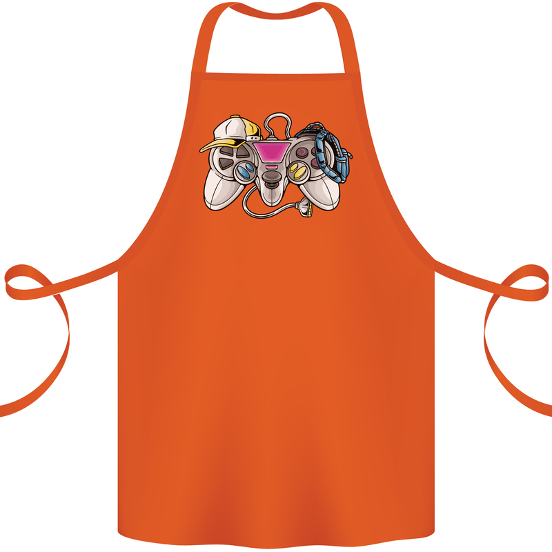 A Video Game Console Controller Cotton Apron 100% Organic Orange