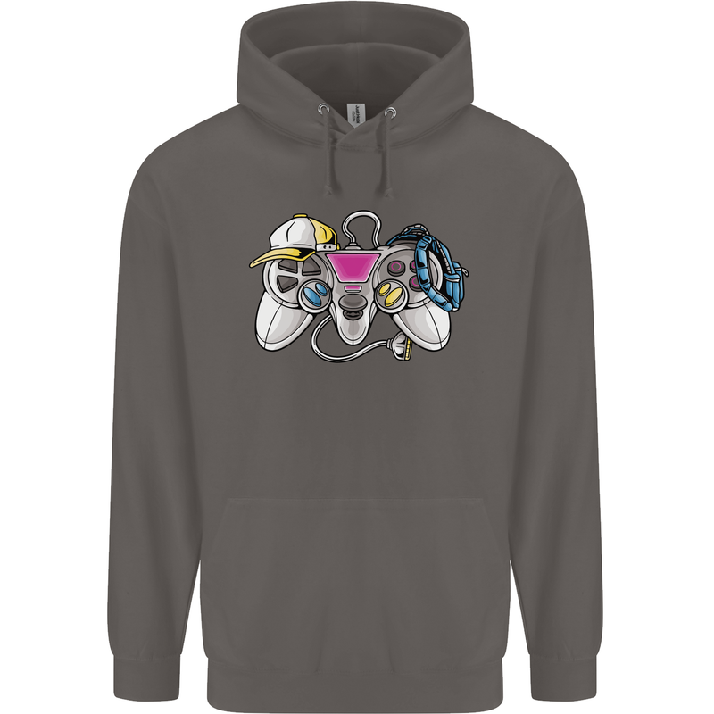 A Video Game Console Controller Mens 80% Cotton Hoodie Charcoal