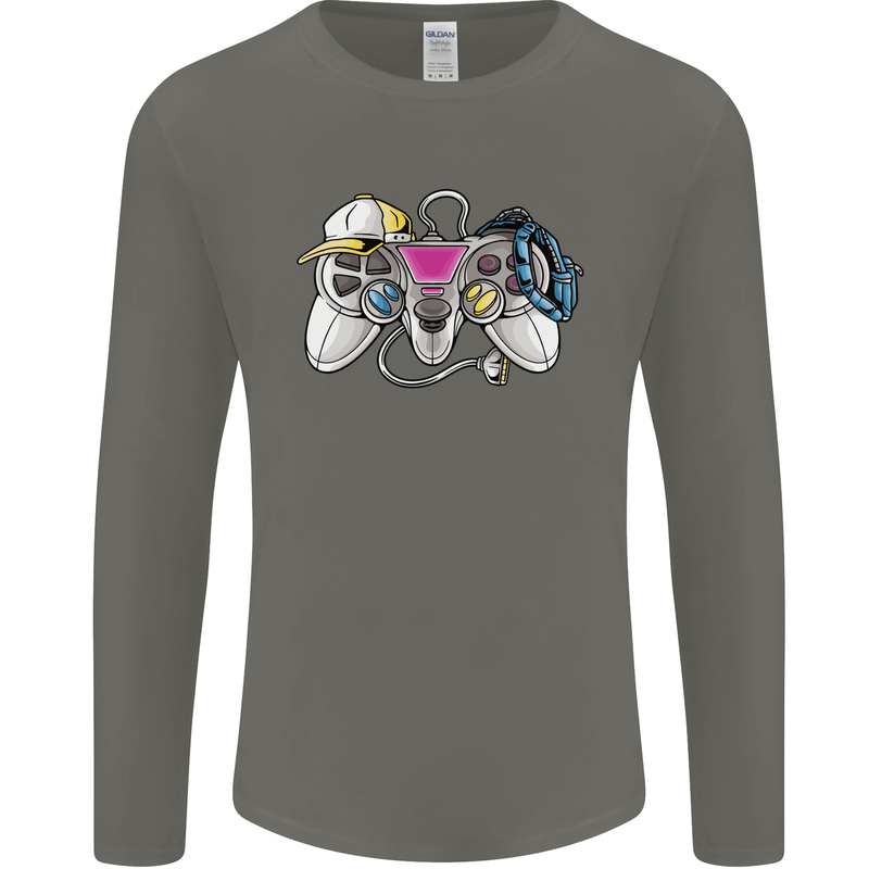 A Video Game Console Controller Mens Long Sleeve T-Shirt Charcoal