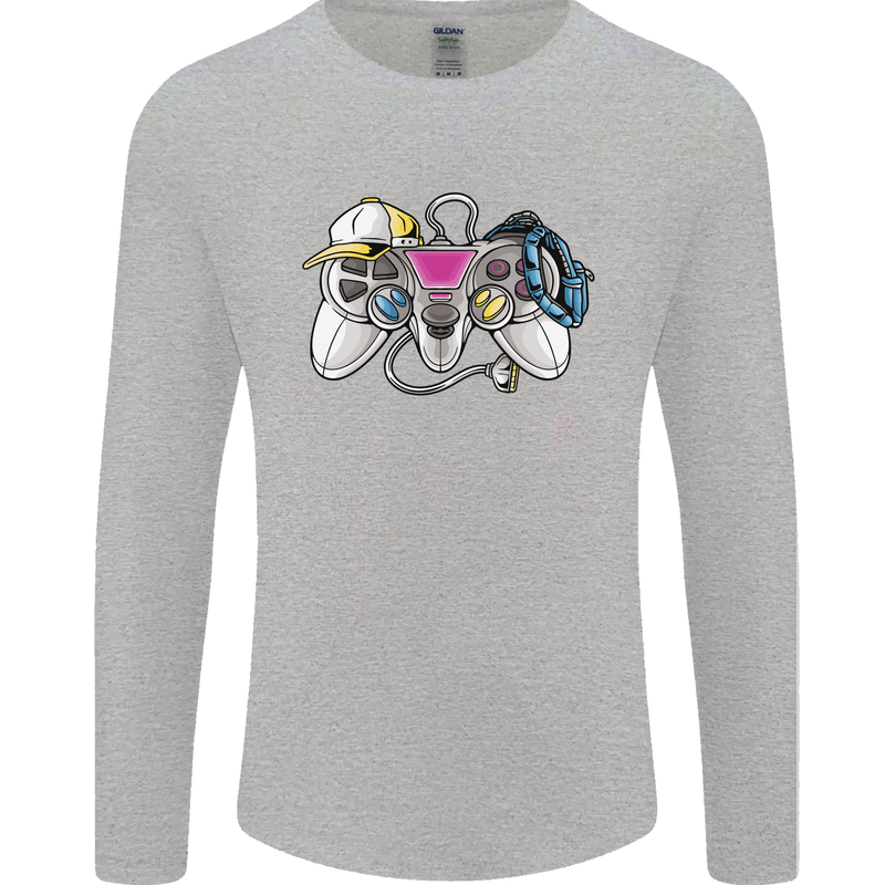A Video Game Console Controller Mens Long Sleeve T-Shirt Sports Grey