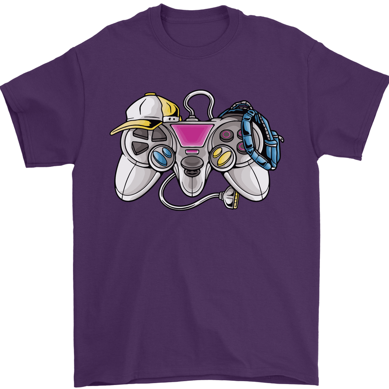 A Video Game Console Controller Mens T-Shirt 100% Cotton Purple