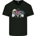 A Video Game Console Controller Mens V-Neck Cotton T-Shirt Black