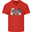 A Video Game Console Controller Mens V-Neck Cotton T-Shirt Red