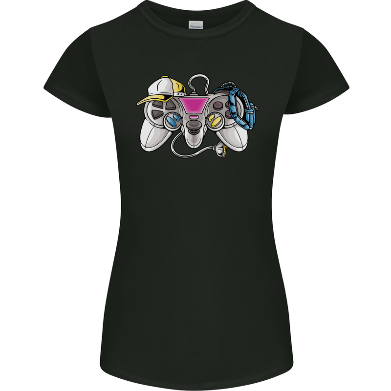 A Video Game Console Controller Womens Petite Cut T-Shirt Black
