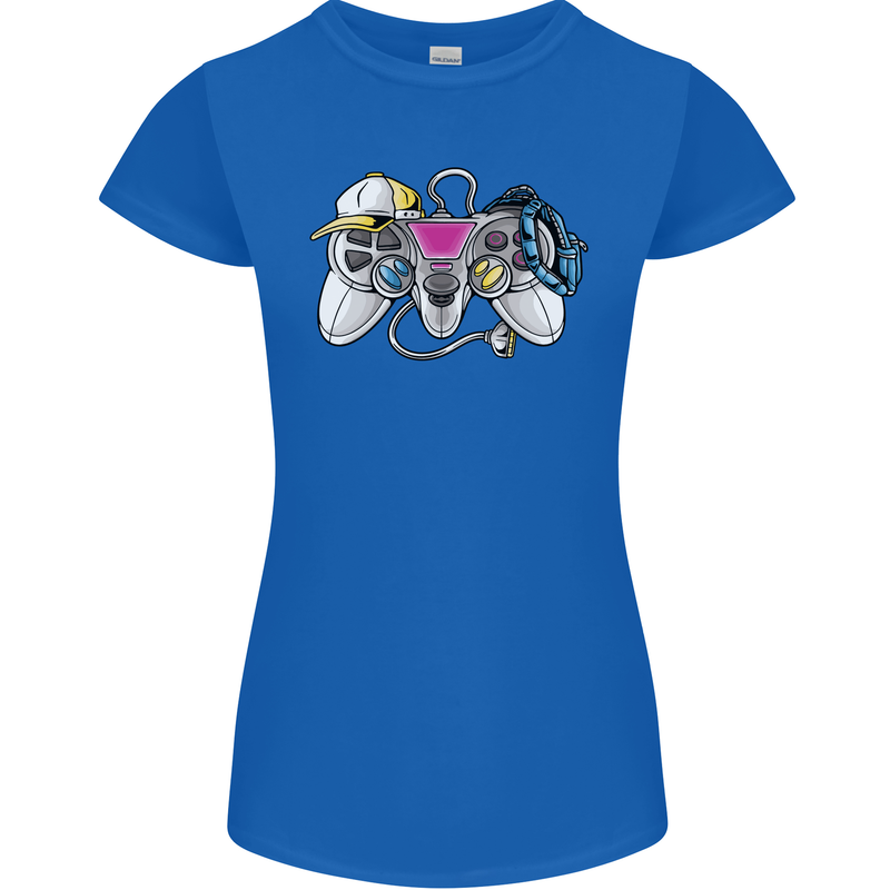 A Video Game Console Controller Womens Petite Cut T-Shirt Royal Blue