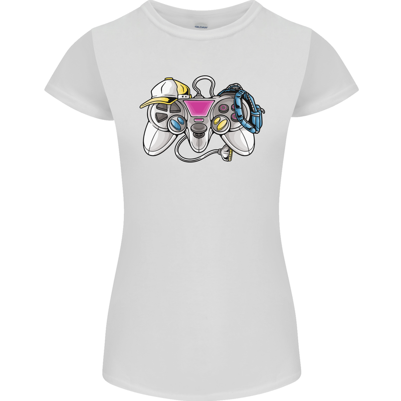 A Video Game Console Controller Womens Petite Cut T-Shirt White