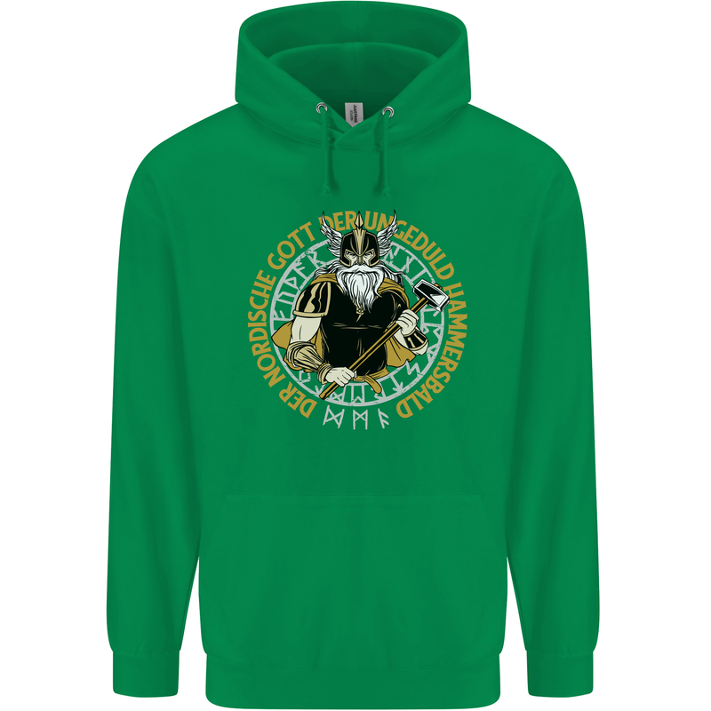 A Viking Man Childrens Kids Hoodie Irish Green