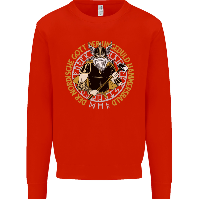 A Viking Man Kids Sweatshirt Jumper Bright Red