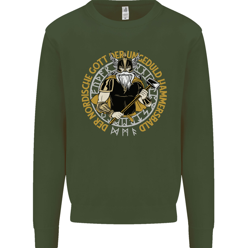 A Viking Man Kids Sweatshirt Jumper Forest Green
