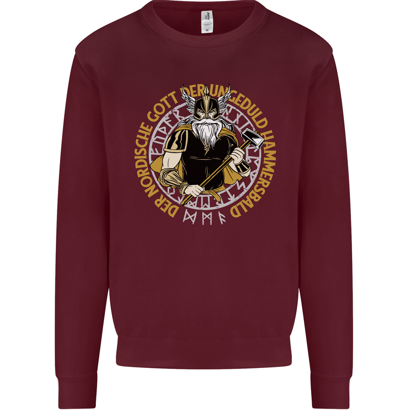 A Viking Man Kids Sweatshirt Jumper Maroon