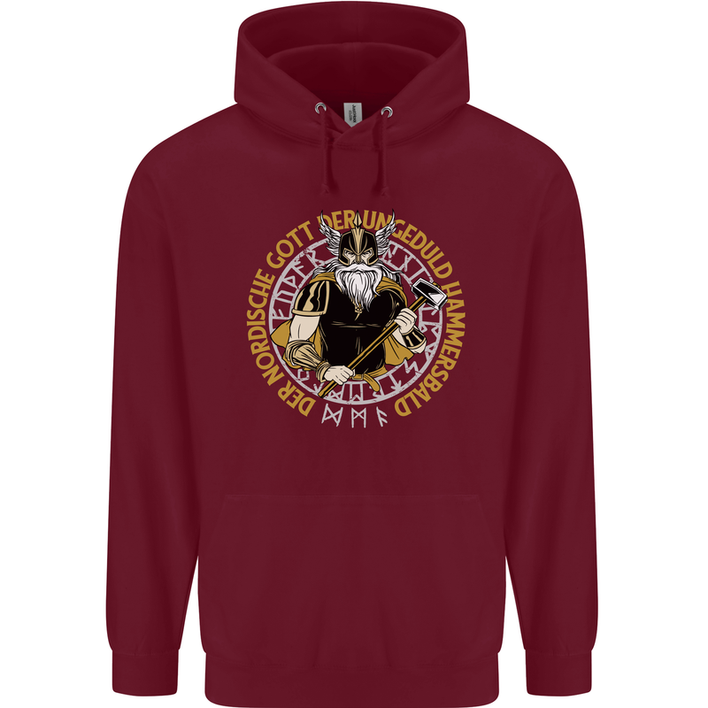 A Viking Man Mens 80% Cotton Hoodie Maroon