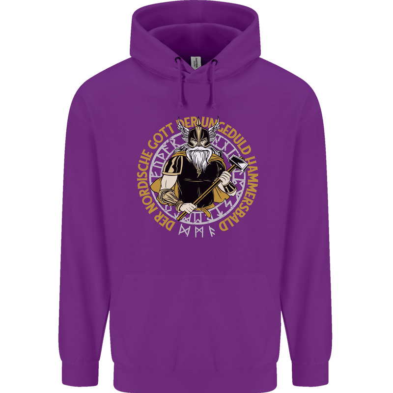 A Viking Man Mens 80% Cotton Hoodie Purple