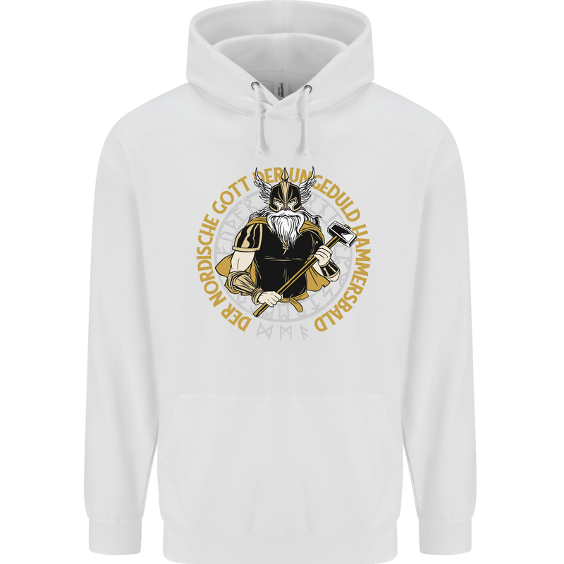 A Viking Man Mens 80% Cotton Hoodie White