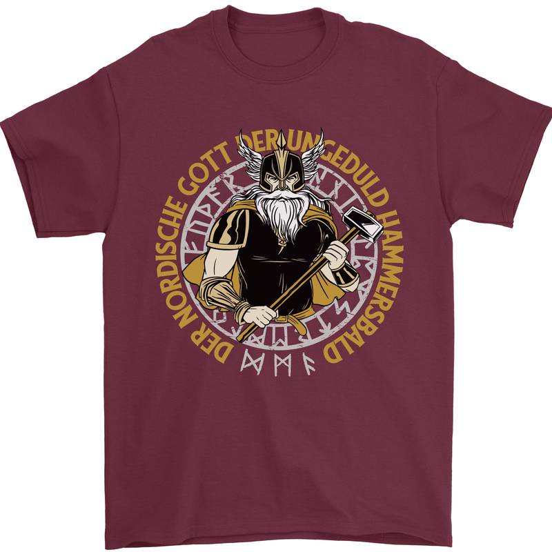 A Viking Man Mens T-Shirt 100% Cotton Maroon