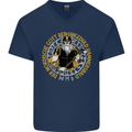 A Viking Man Mens V-Neck Cotton T-Shirt Navy Blue