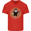 A Viking Man Mens V-Neck Cotton T-Shirt Red