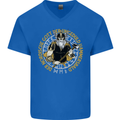 A Viking Man Mens V-Neck Cotton T-Shirt Royal Blue