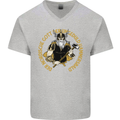 A Viking Man Mens V-Neck Cotton T-Shirt Sports Grey