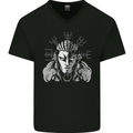 A Viking Shield Maiden Mens V-Neck Cotton T-Shirt Black