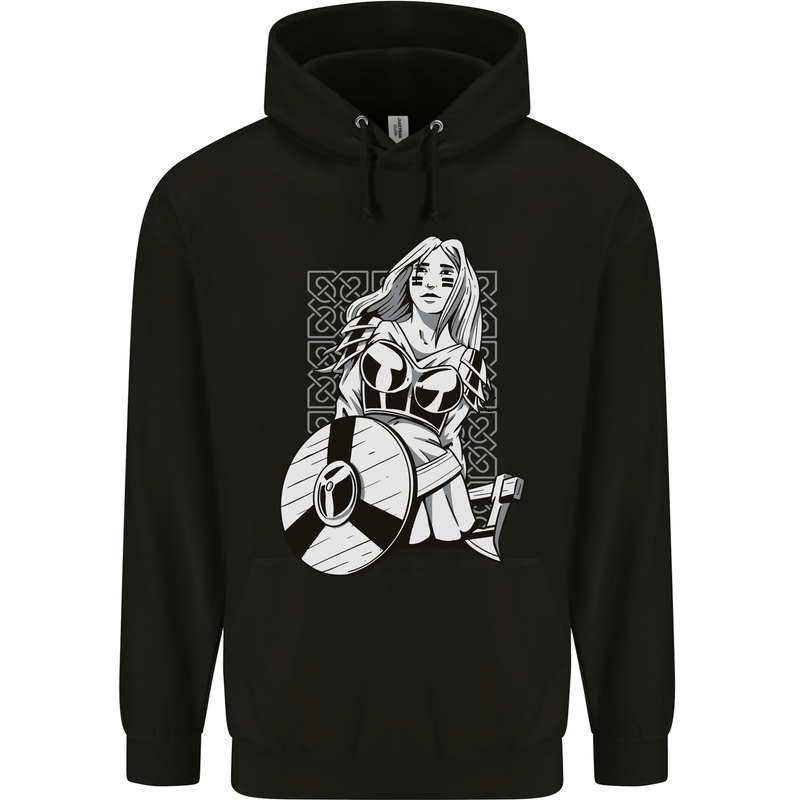 A Viking Shield Maiden Warrior Childrens Kids Hoodie Black