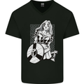 A Viking Shield Maiden Warrior Mens V-Neck Cotton T-Shirt Black