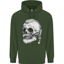 A Viking Skull Childrens Kids Hoodie Forest Green