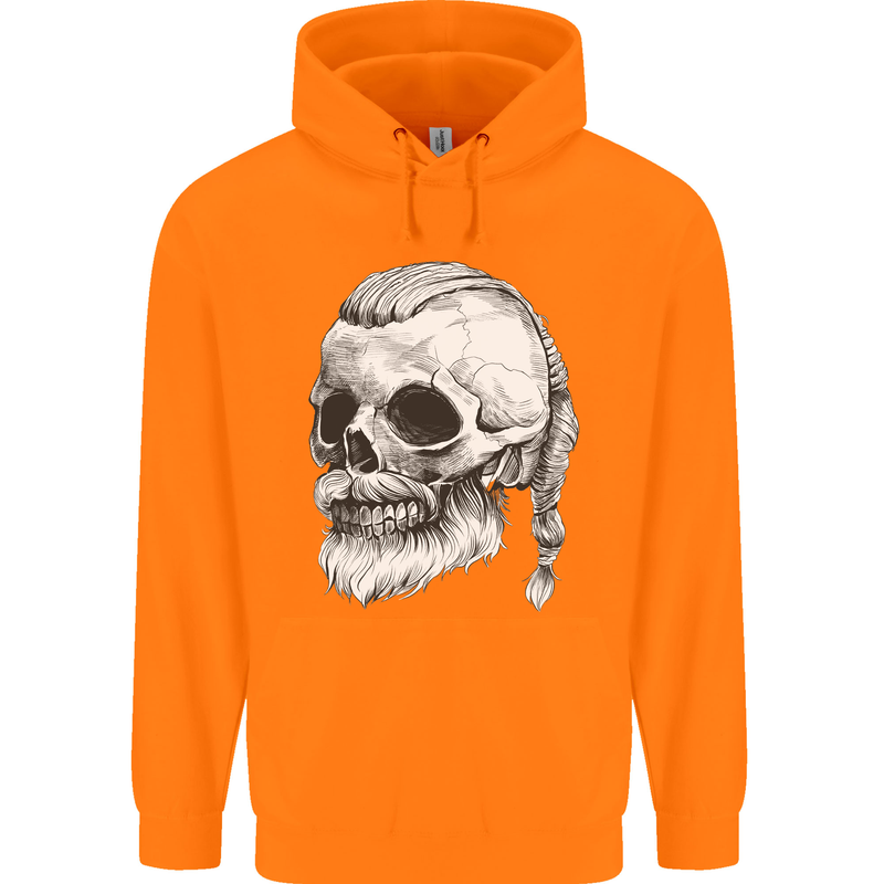 A Viking Skull Childrens Kids Hoodie Orange