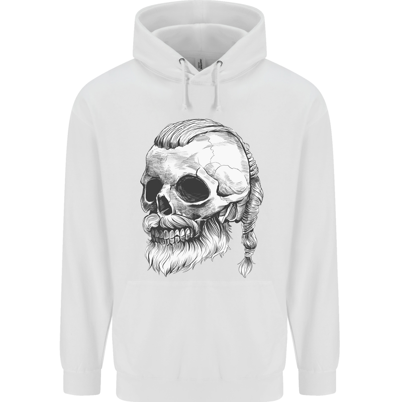 A Viking Skull Childrens Kids Hoodie White