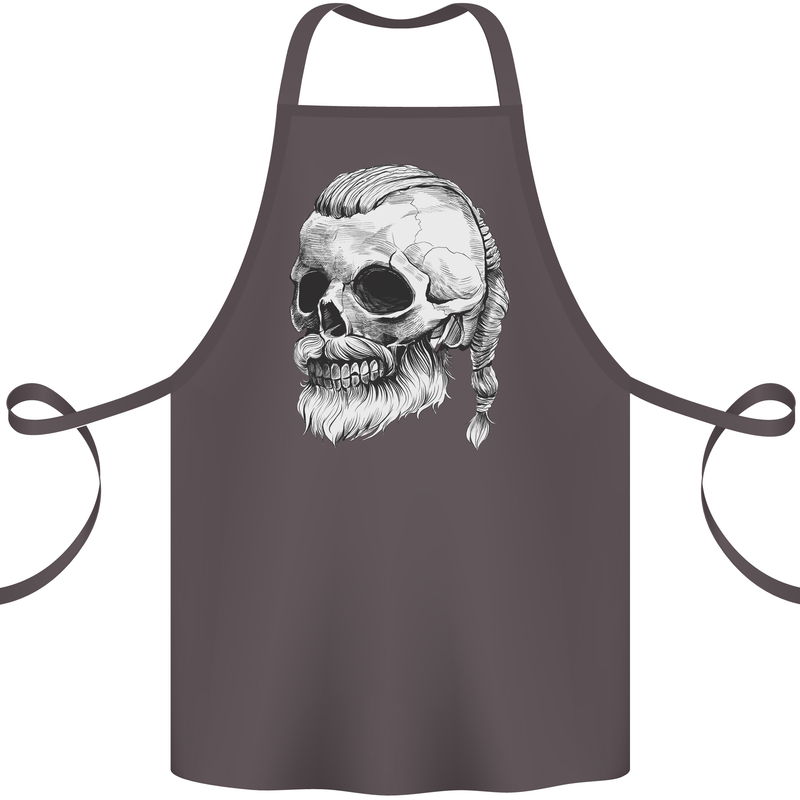 A Viking Skull Cotton Apron 100% Organic Dark Grey
