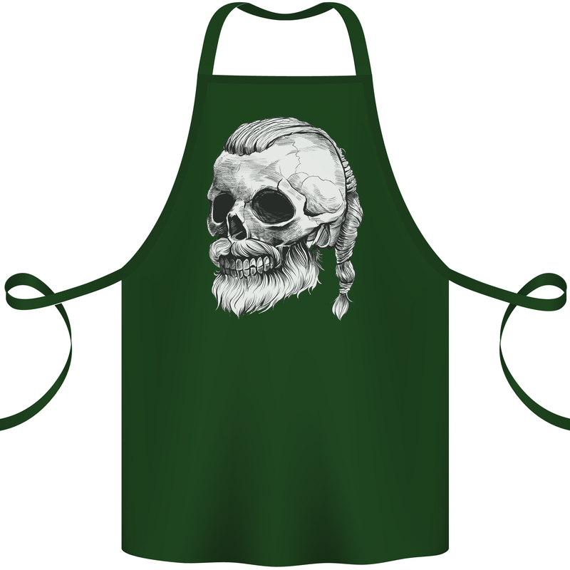 A Viking Skull Cotton Apron 100% Organic Forest Green
