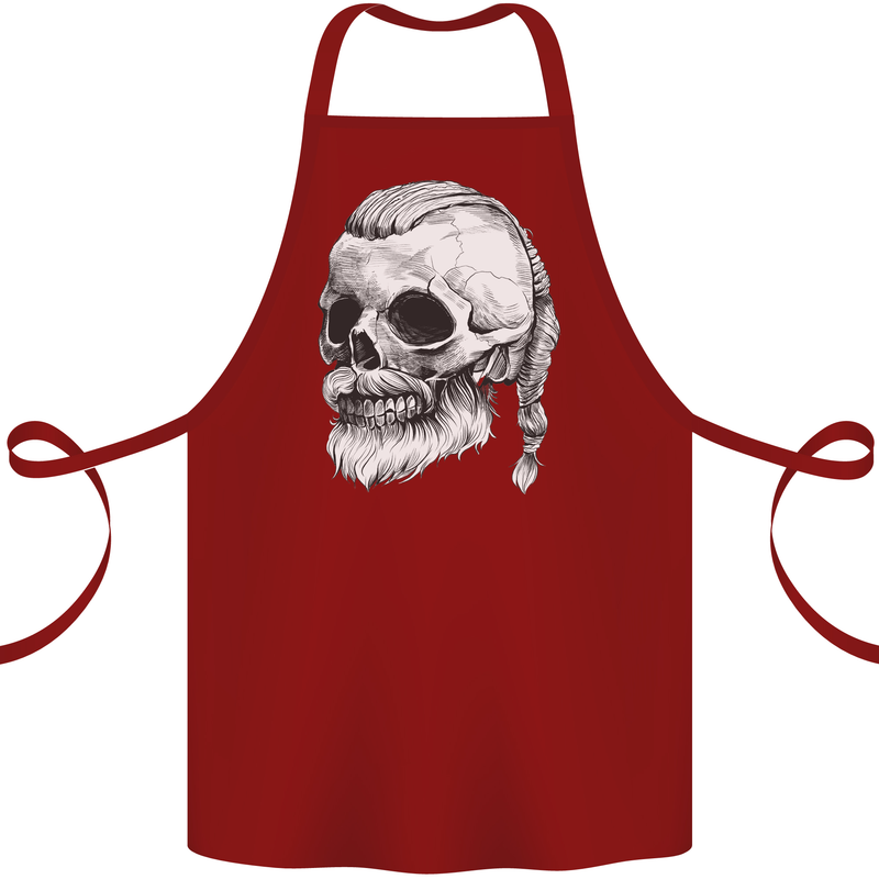 A Viking Skull Cotton Apron 100% Organic Maroon