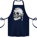 A Viking Skull Cotton Apron 100% Organic Navy Blue