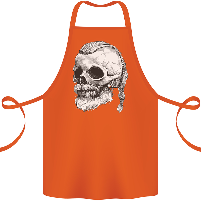 A Viking Skull Cotton Apron 100% Organic Orange