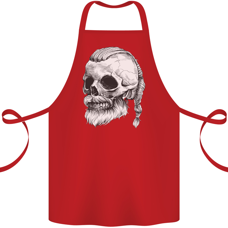 A Viking Skull Cotton Apron 100% Organic Red