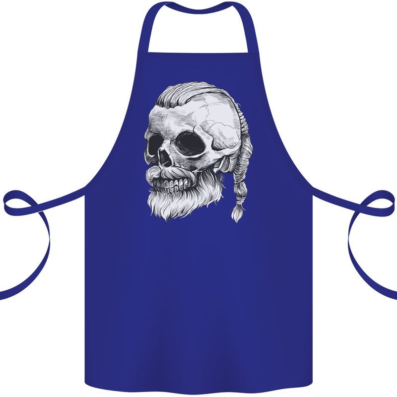 A Viking Skull Cotton Apron 100% Organic Royal Blue